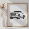 Vector illustration of a pickup truck with cab and flatbed A detailed illustration of a pickup truck with a flatbed and cab, designed as a vector graphic.