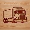 Illustrative design of a semi truck, suitable for vector graphics or cutting machine projects.