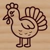 A simple line drawing of a farm animal turkey in a realistic pose.