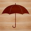Silhouette of an open umbrella with a rainy background in vector design format.