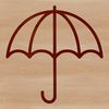 Simple line drawing of a colorful umbrella with a compact design.