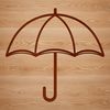 A colorful vector illustration of a compact umbrella with a sturdy handle.