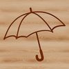 A simple line drawing illustration of a colorful umbrella with a compact design, suitable for graphic design projects.