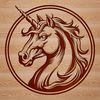Elegant Mythical Beast A mythical creature with a horse-like head and single horn, rendered as a high-quality vector design.