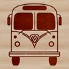 Modern Public Transit Vehicle Outline A detailed outline illustration of a modern bus with multiple wheels.