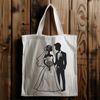 Joyful Wedding Exchange A custom illustration of a happy couple exchanging vows at their wedding.