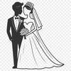 Wedding Couple in Love A detailed SVG illustration of a happy bride and groom standing together on their special day.