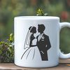 Wedding Illustration in Digital Style A digital illustration of a wedding scene featuring a bride and groom exchanging vows.