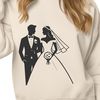 Free Vector Clip Art of a Bride and Groom A vector graphic illustration of a wedding scene featuring a bride and groom.