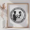 Happy Couple Exchange Vows in Love Vector illustration of a happy couple exchanging vows in a romantic outdoor setting.