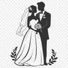 Bride and Groom SVG Design A detailed illustration of a bride and groom, perfect for personal or commercial use in vector art designs.
