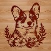 Intricate Dog Head Design Vector Art A portrait illustration of a Welsh Corgi's head with intricate details and textures.