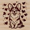 Lovable Welsh Corgi Clip Art A lovable Welsh Corgi sitting with love hearts surrounding it.