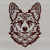 A detailed illustration of a Welsh Corgi's head, suitable for vector graphics and digital design.