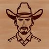 A digital representation of a cowboy character in a vector format, suitable for various design applications.