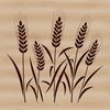 A simple illustration of a wheat stalk with golden seeds, suitable for vector art and commercial use.
