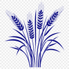 Illustrative vector art of a single stalk of wheat with leaves and stem.