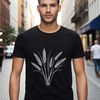A stylized illustration of a wheat plant in silhouette.