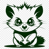 A cartoon-style illustration of an opossum with pointed ears and prehensile tail.