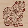 Stylized Bear Figure Vector Art A stylized bear figure with intricate details standing upright on a white background.