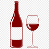 A clear-cut illustration of a glass of red wine with a bottle in the background.