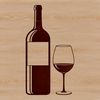 A 3D illustration of a wine bottle in a glass.