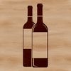 A 2D illustration of a wine bottle with label and cork.