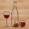 A high-quality digital illustration of a bottle of wine in a glass, suitable for vector art projects.
