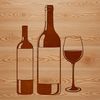 A high-quality digital illustration of a wine glass filled with red wine on a table.