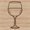 An isolated design of a wine glass containing a rich burgundy liquid.