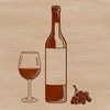 A digital illustration of a wine bottle and glass, suitable for cutting machines like Cricut or laser cutters.