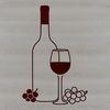An isolated vector graphic design featuring a bottle of wine on a table next to a wine glass.