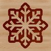 An illustration of a single snowflake with detailed edges and a symmetrical shape.