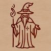 Traditional Fairy Tale Magic Art A simple line drawing illustration of a fantasy wizard in a traditional fairy tale setting.