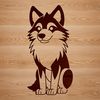 Sitting Wolf Clip Art Design A sitting wolf illustration in vector format, suitable for various digital and craft applications.