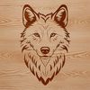 SVG illustration of a wolf's head with detailed facial features.