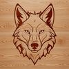 A detailed illustration of a wolf's head from various angles, suitable for vector graphics and cutting machine designs.
