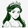 An SVG graphic representation of a woman dressed as royalty, suitable for digital design projects.
