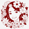 A woman surrounded by flowers, ideal for Mothers Day designs or floral-themed art projects.