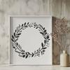 Digital Wreath Design for Crafting A stylized floral wreath designed for digital crafting, perfect for use with cutting machines or stencils.