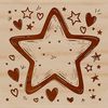 A stylized vector star icon surrounded by heart symbols.