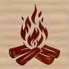 A illustration of a camp fire with flames burning in the outdoors, suitable for vector art and cutting machine designs.
