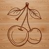 A stylized illustration of a single red cherry with a stem.
