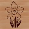 Springtime Daffodil Plant Art A detailed vector illustration of a blooming daffodil plant with green stem and trumpet-shaped flowers.