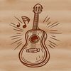 Stylized Guitar Clip Art for Cricut and Cutting Machines A stylized illustration of a guitar with intricate details, suitable for vector graphics and cutting machine designs.