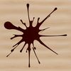 A stylized illustration of a splat shape with irregular boundaries and curved lines.