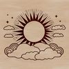 An illustration of the sun in the sky on a clear day, suitable for use as vector art.