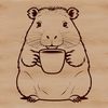 Water-Loving Rodent Illustration A close-up illustration of a capybara's face with water features in the background.