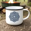 A traditional Celtic pattern featuring intricate ornamentation and curved shapes.