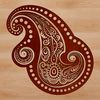 A stylized paisley shape with intricate embellishments, ideal for digital designs.
